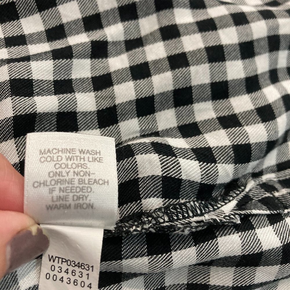 J Jill Button up shirt black white gingham single pocket long sleeve soft size M - Picture 9 of 12